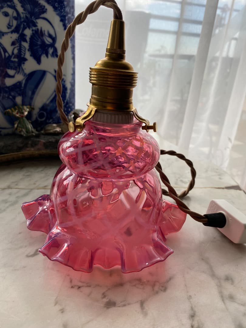 OLD FENTON レア　クランベリー　オパールセント　ガラスシェード