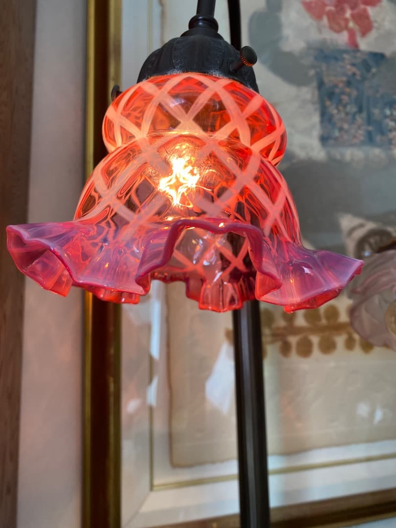 OLD FENTON レア　クランベリー　オパールセント　ガラスシェード