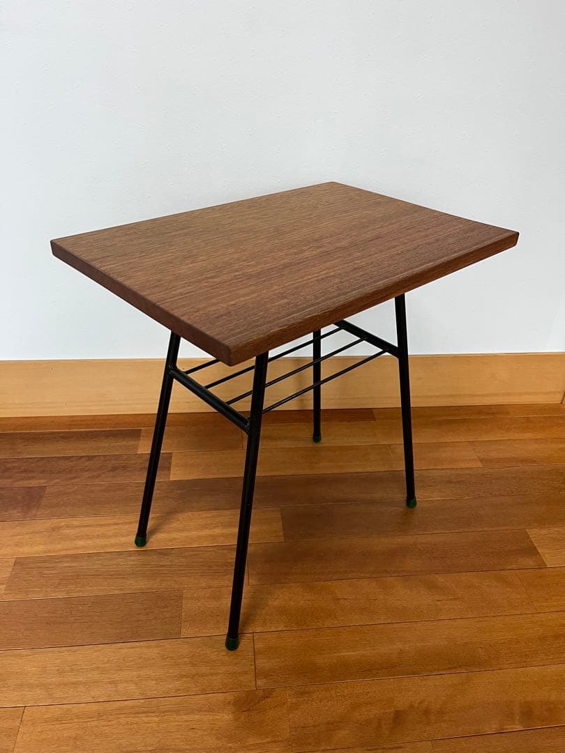 サイドテーブル　レトロ　鉄脚　無垢材