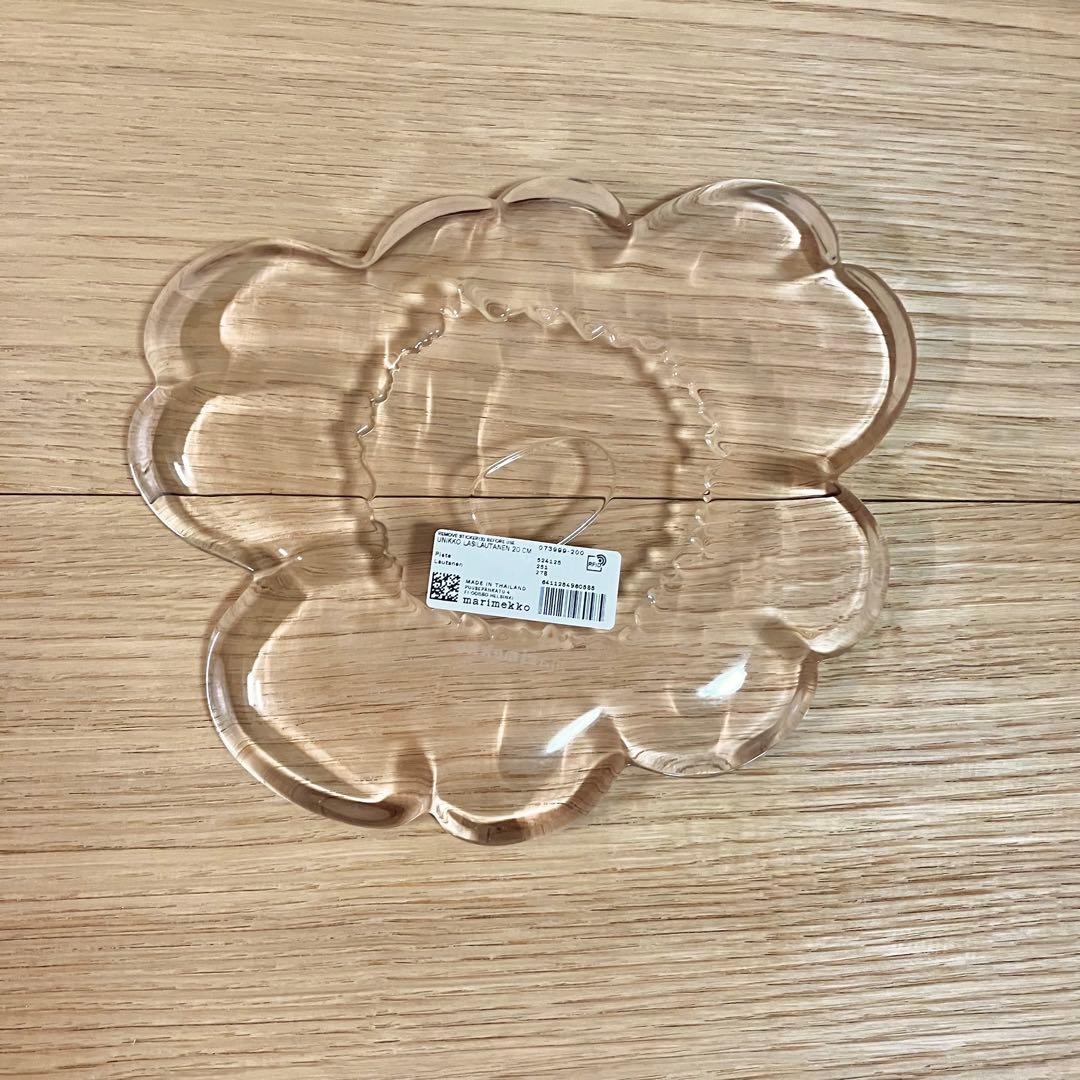 【新品未使用】マリメッコ　marimekko ウニッコ　ガラス　プレート　皿　桜