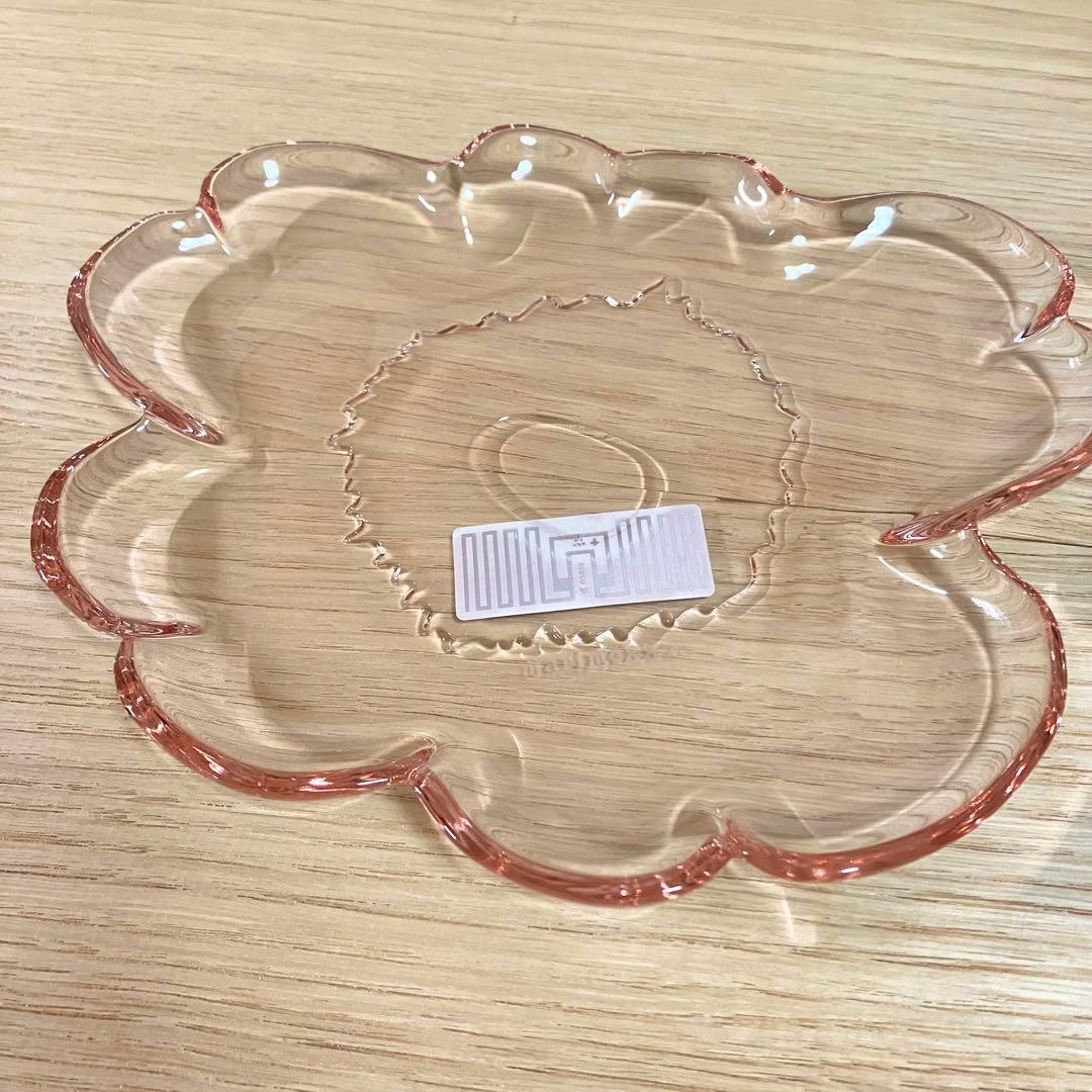 【新品未使用】マリメッコ　marimekko ウニッコ　ガラス　プレート　皿　桜