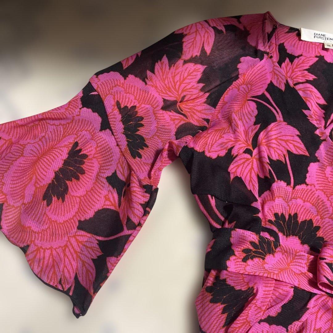 DIANE VON FURSTENBERG 花柄フレアスリーブロングドレス