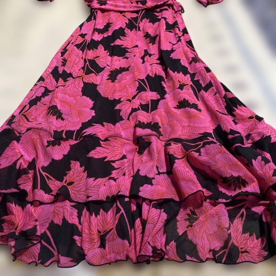 DIANE VON FURSTENBERG 花柄フレアスリーブロングドレス