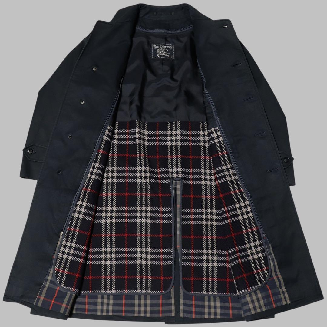 BURBERRY★ステンカラーコート★ノバチェック ライナー★ネイビー★80s