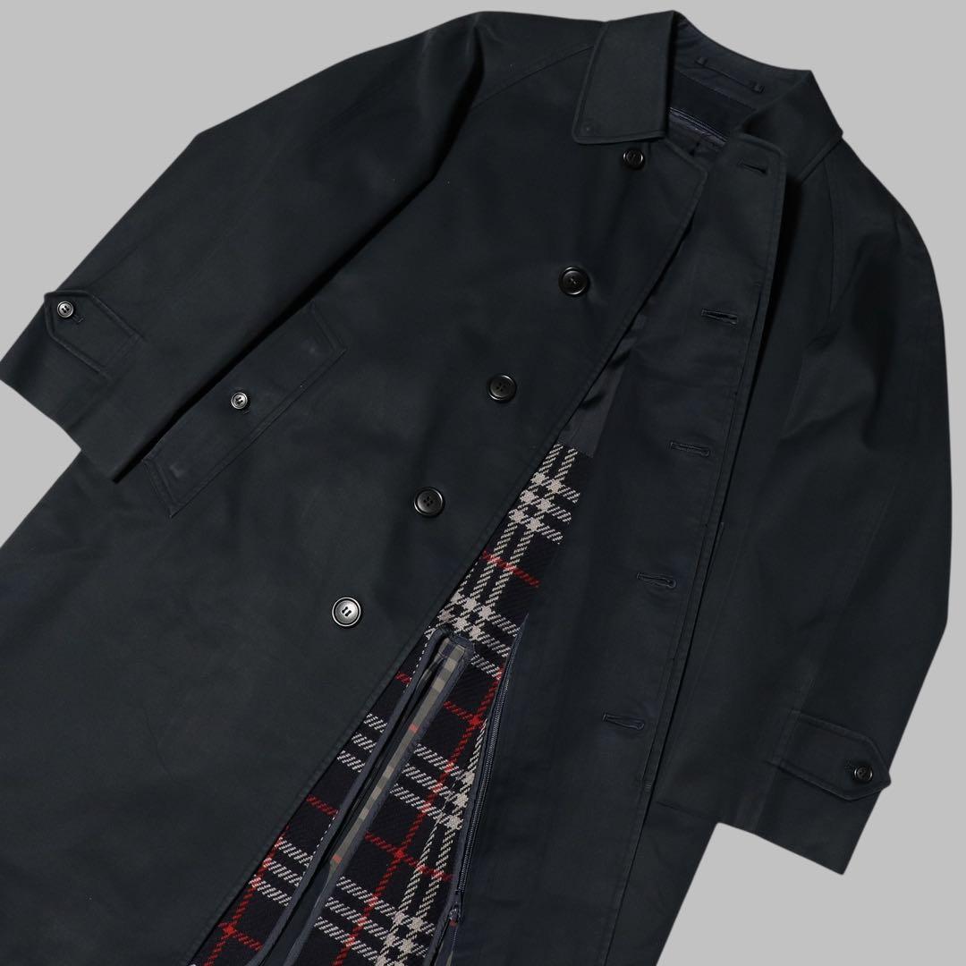 BURBERRY★ステンカラーコート★ノバチェック ライナー★ネイビー★80s