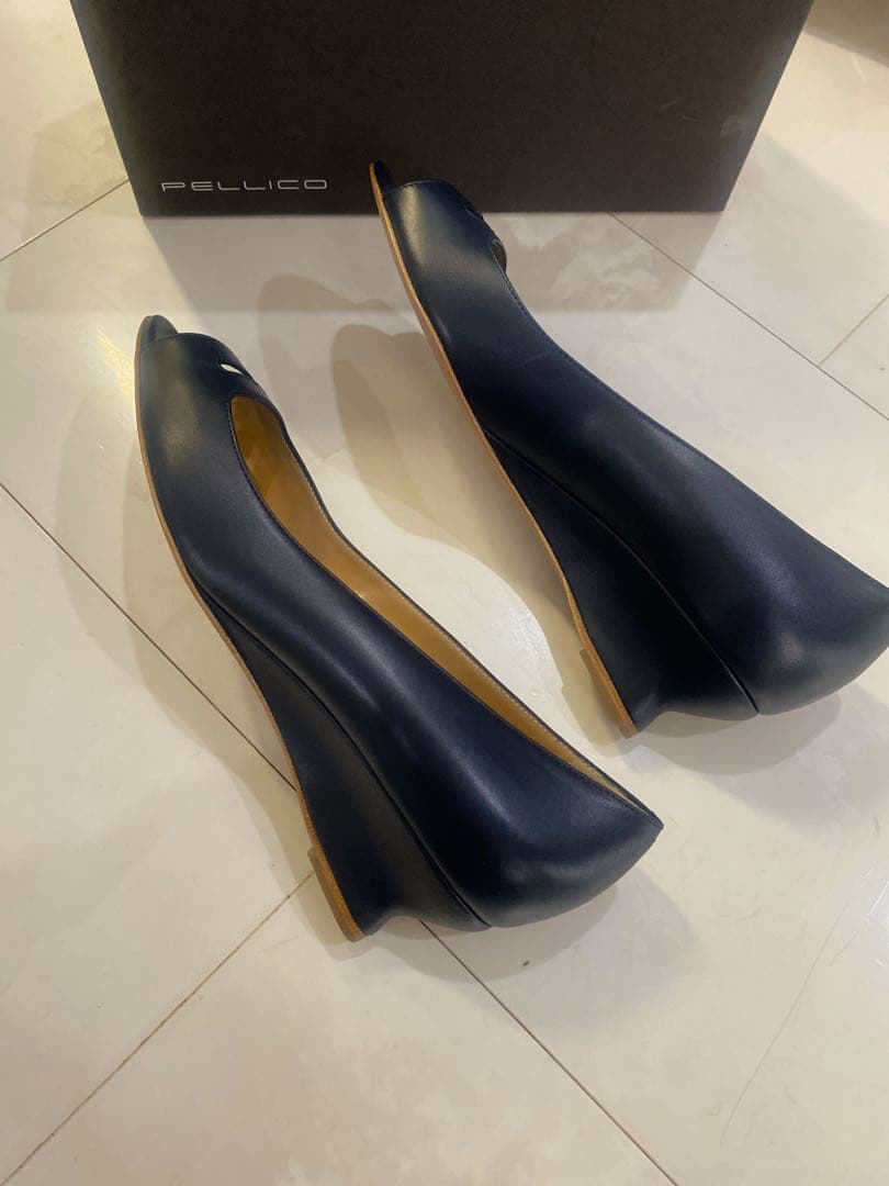 ペリーコ☆2025アネッリウェッジソールパンプス未使用ネイビー7.2万希少40