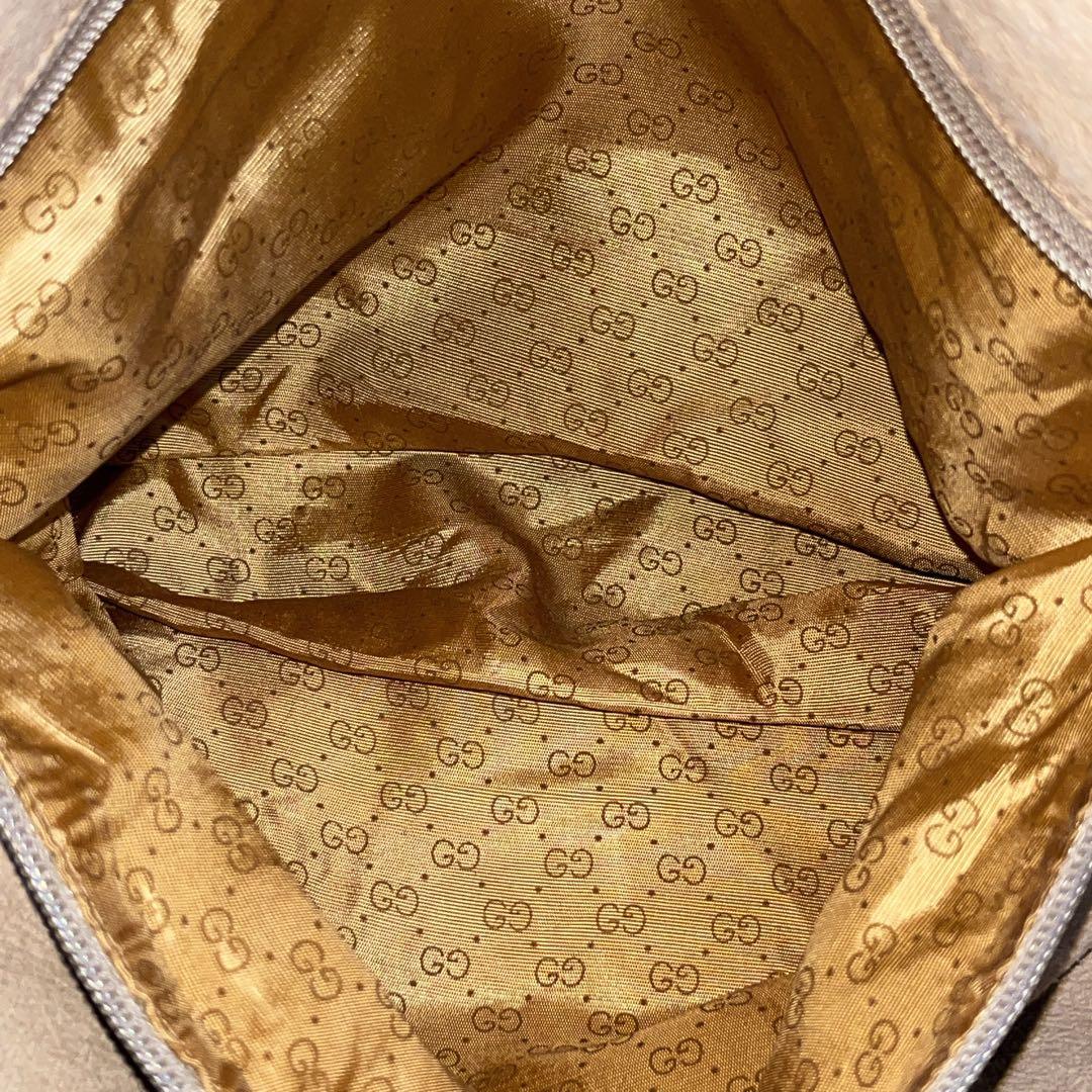 オールドグッチ　マイクロGG ボストンバッグ　シェリーライン　ブラウン　PVC