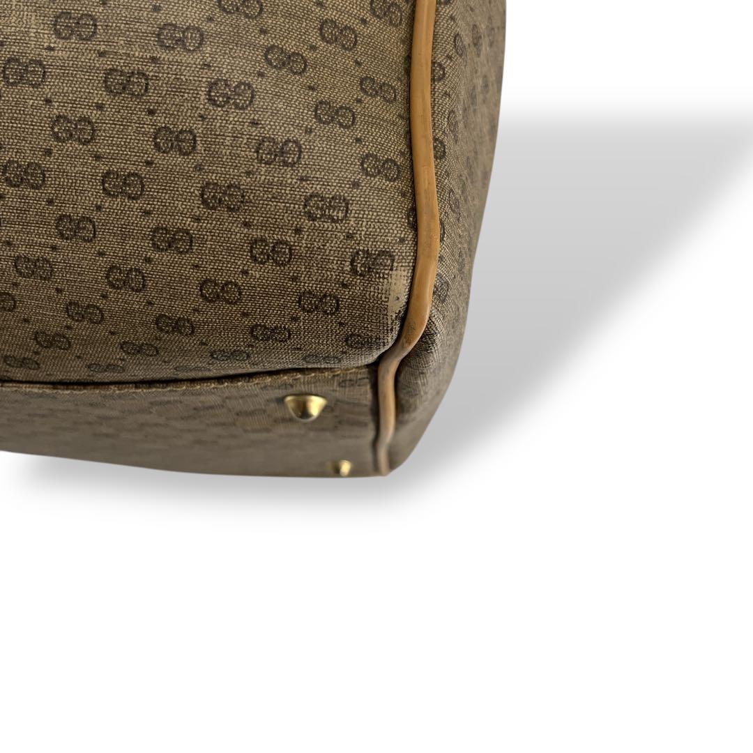 オールドグッチ　マイクロGG ボストンバッグ　シェリーライン　ブラウン　PVC