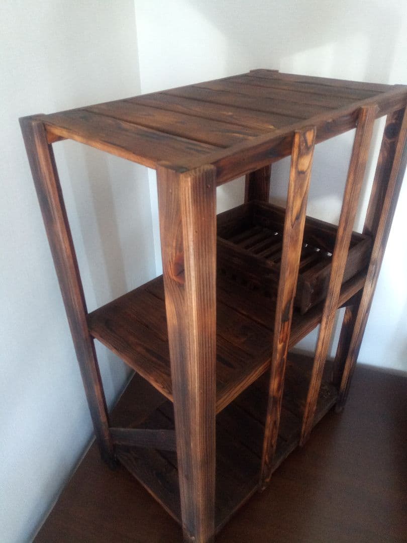 和風焼杉飾り棚（ハンドメイド）