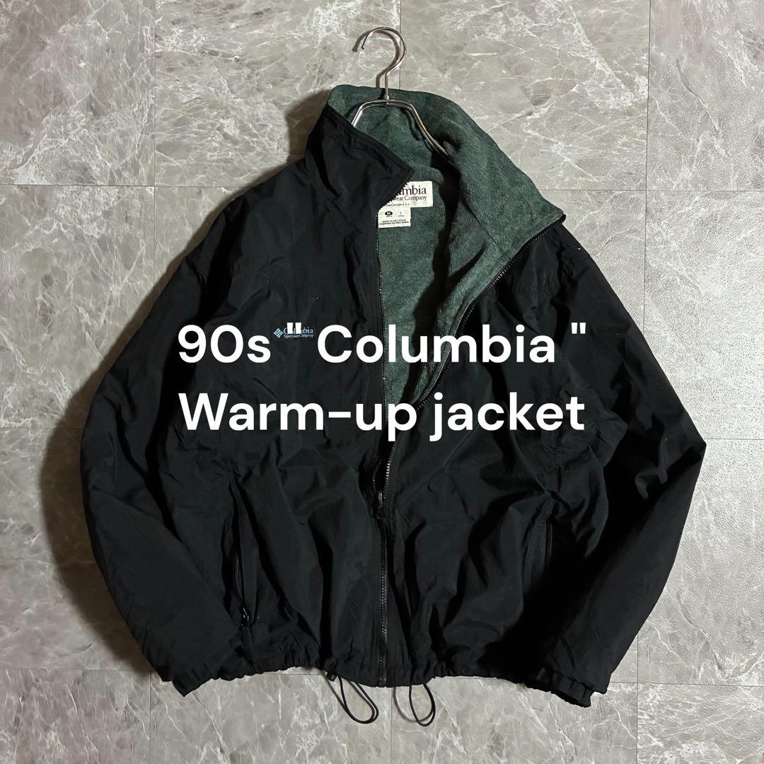 90s Columbia ウォームアップジャケット 刺繍ロゴ M ドローコード