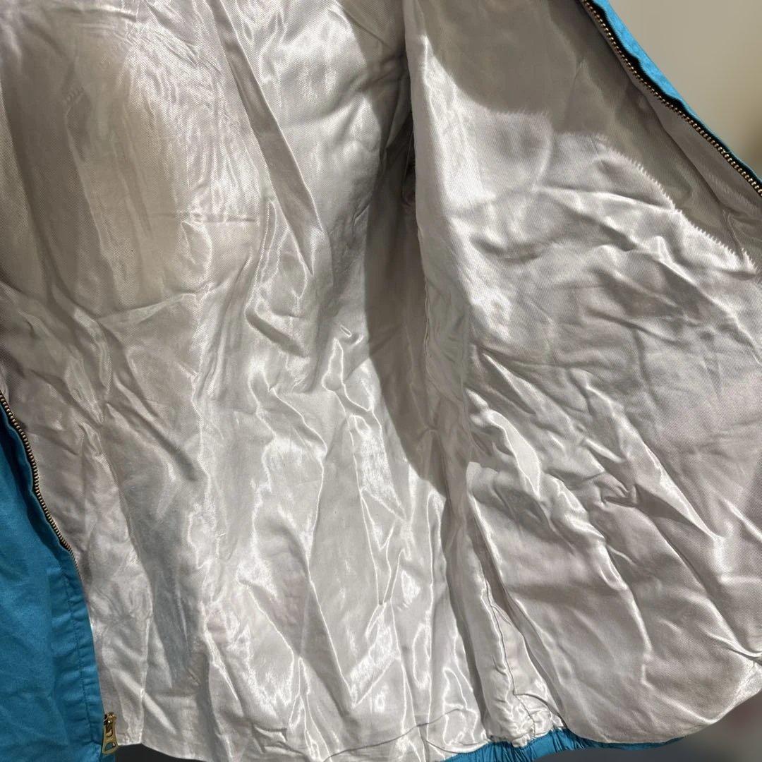 青色 スカジャン 虎と福の刺繍　ベトジャン