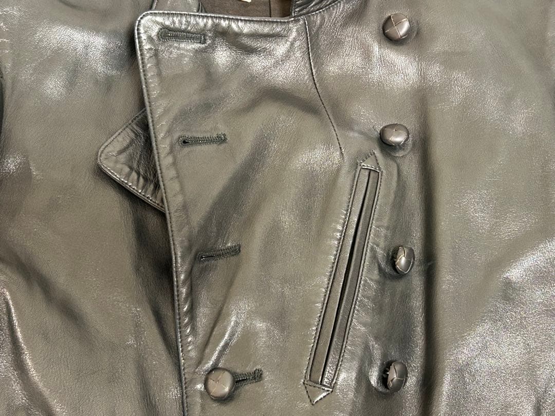 【OH】アニエス・ベー　レディースレザーダブルブレストジャケット