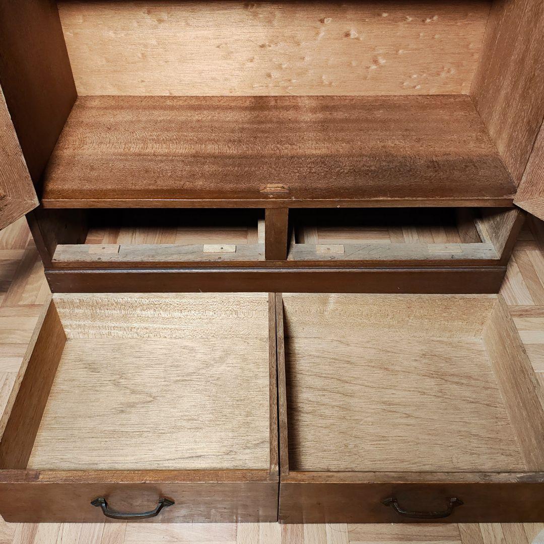 違い棚　本棚　食器棚　木製棚　ガラス棚　昭和レトロ