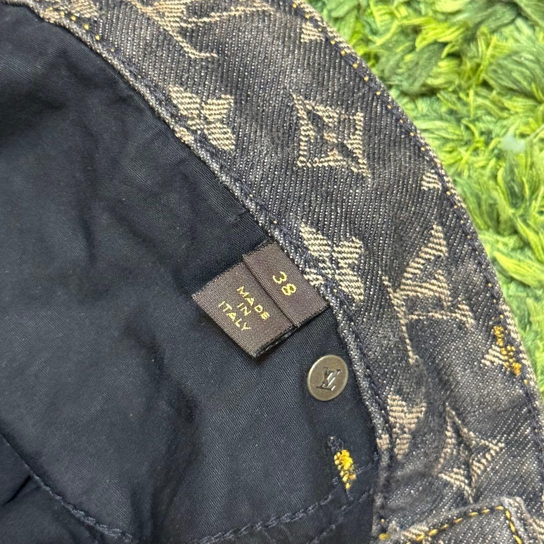 高級 人気 ルイヴィトン モノグラム デニム フレアパンツ ブラック