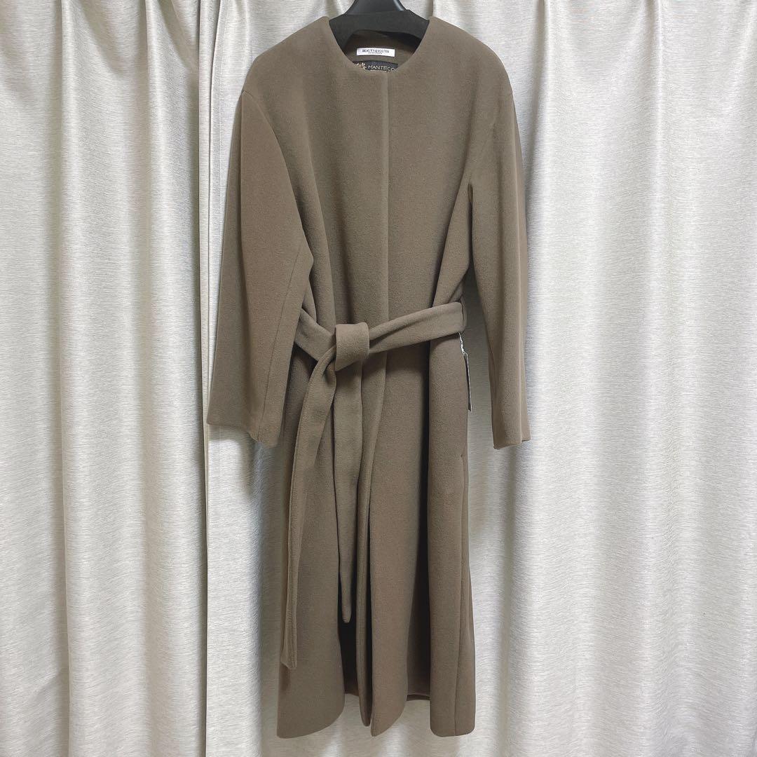 新品未使用☆ユナイテッドアローズ MANTECO ノーカラーベルトロングコート2