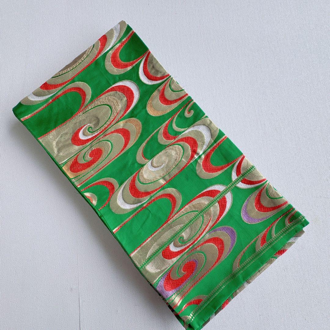 フルセット　七五三７歳女の子　着物　朱地　薄手　緑袋帯　小物セット　51919