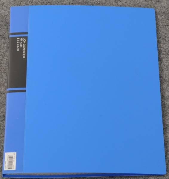 ライオン事務器　クリヤーブック　Ｂ４用　２０ポケット　２０冊　青