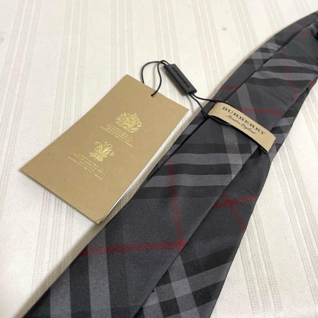 未使用品 BURBERRY バーバリー ネクタイ グレー ノバチェック