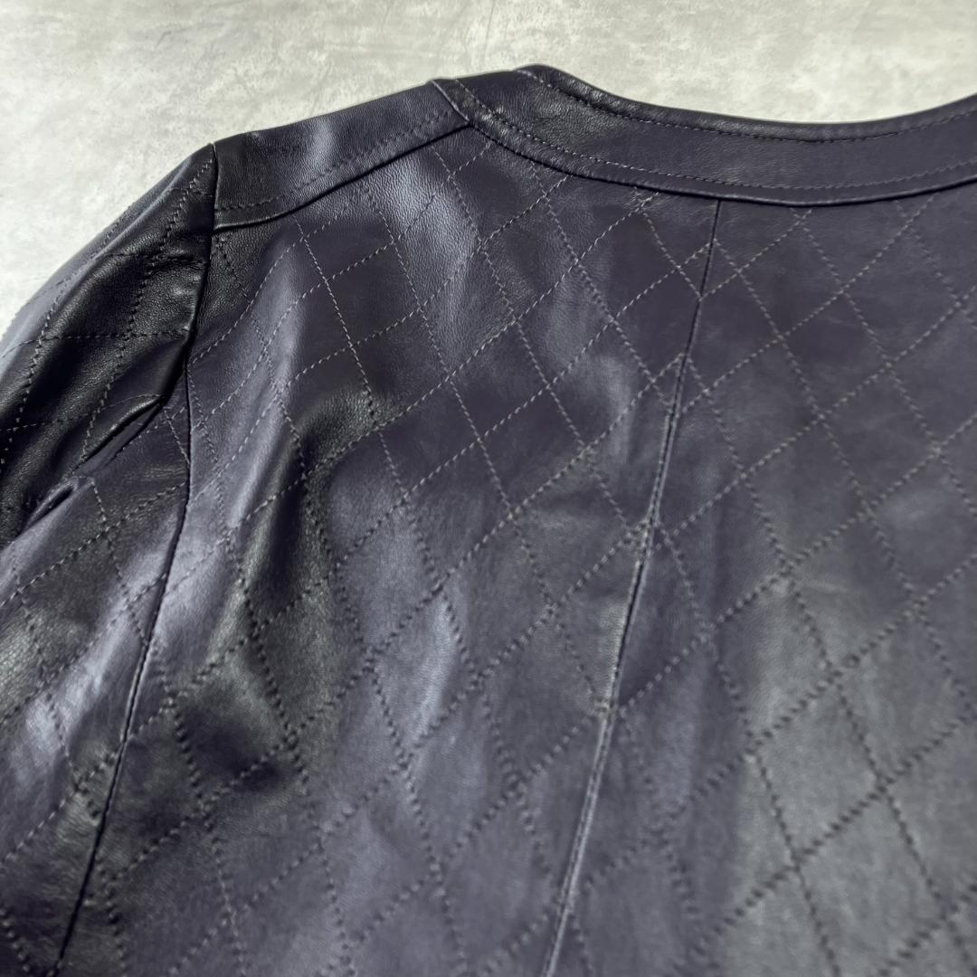 美品　AMACA　アマカ　ラムレザージャケット　ライダース　ノーカラー　674