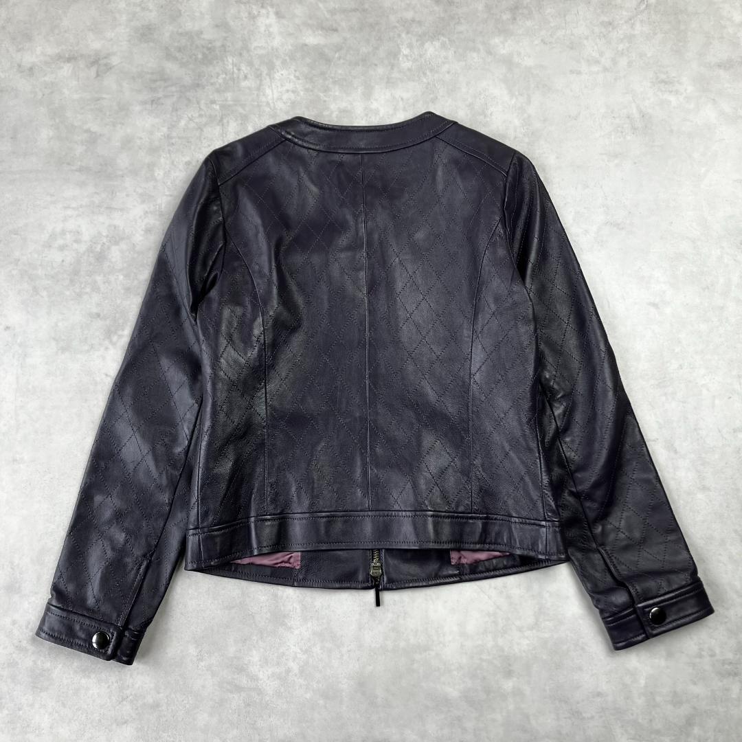 美品　AMACA　アマカ　ラムレザージャケット　ライダース　ノーカラー　674