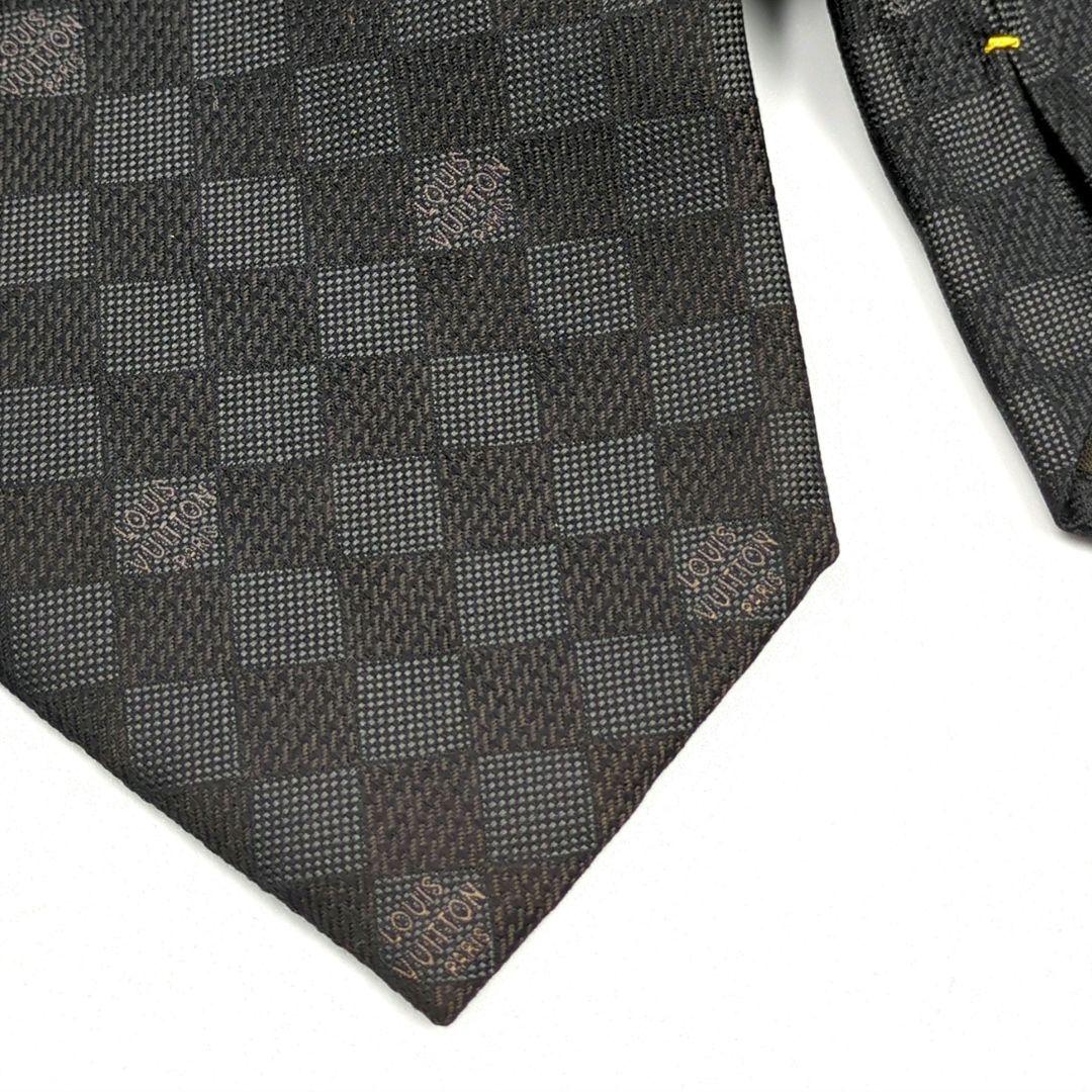 美品✨️Louis Vuitton　 ブラック/ダークグレー ダミエ柄　ネクタイ