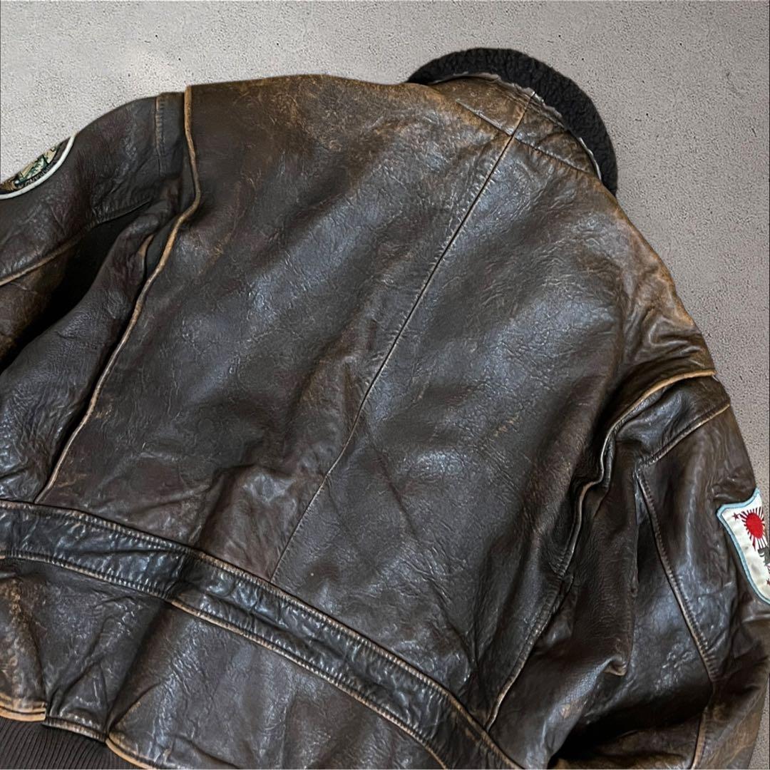 ART.HOUSE G-1 フライトジャケット　レザー　裏地地図柄　襟ボア