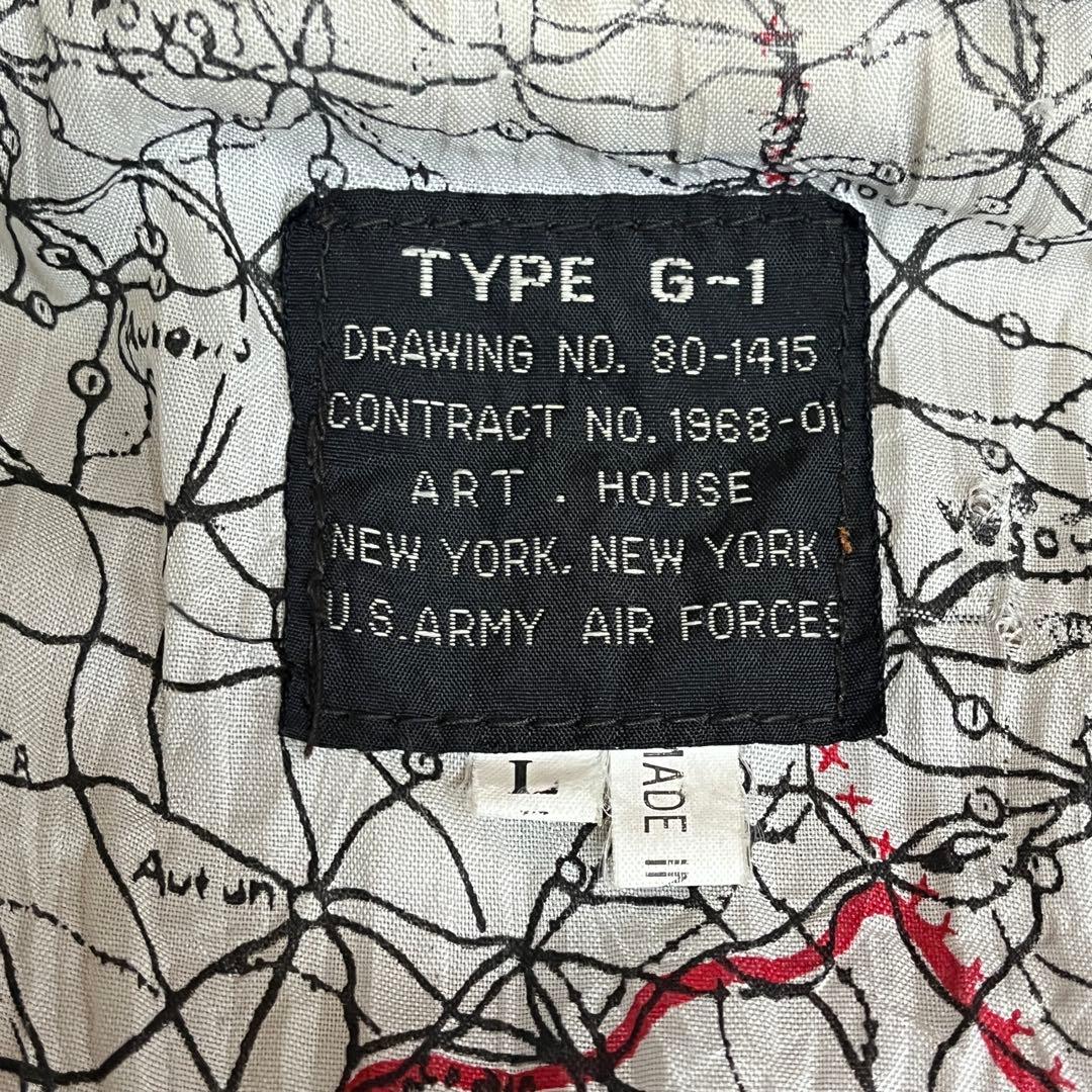 ART.HOUSE G-1 フライトジャケット　レザー　裏地地図柄　襟ボア