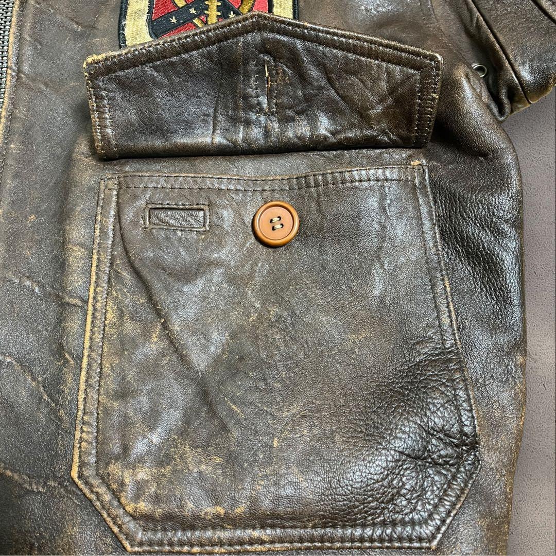 ART.HOUSE G-1 フライトジャケット　レザー　裏地地図柄　襟ボア