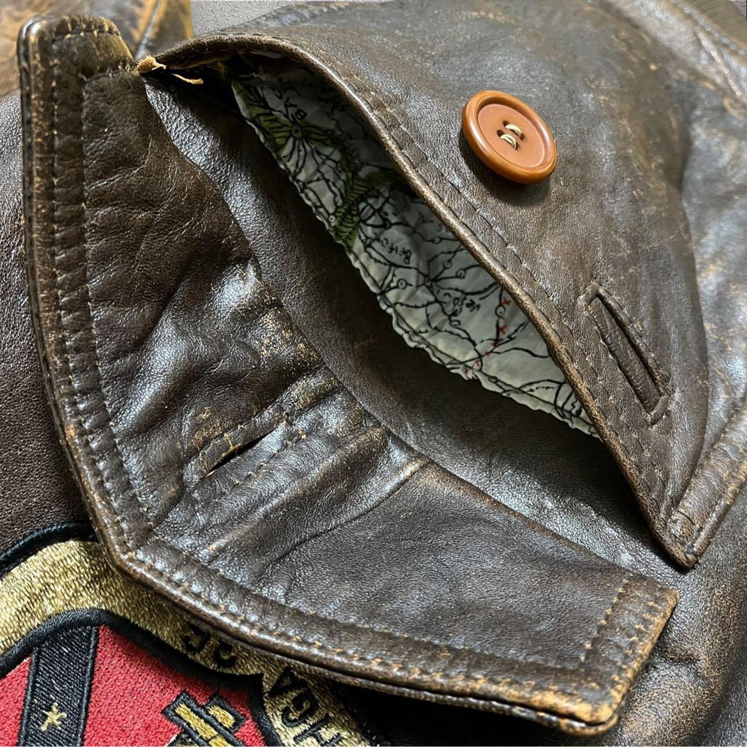 ART.HOUSE G-1 フライトジャケット　レザー　裏地地図柄　襟ボア