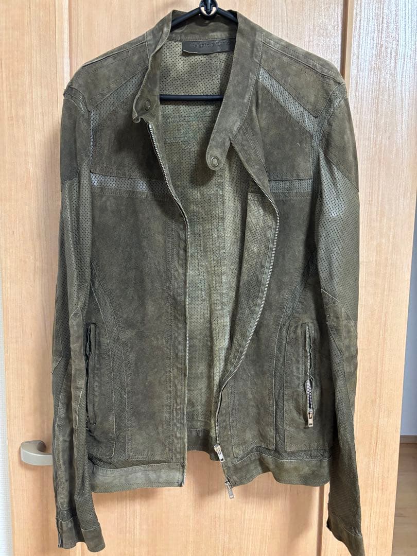 Salvatore Santoro ライダースジャケット ダークグリーン