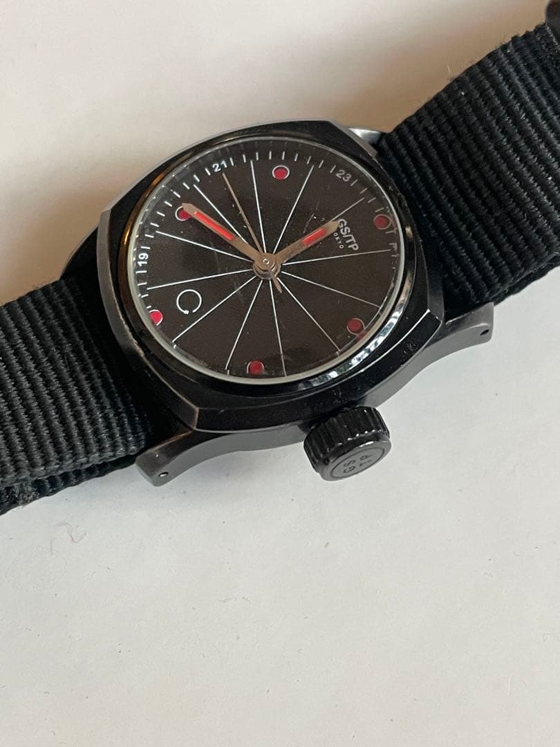 GS/TP ブラックナイロンストラップ時計