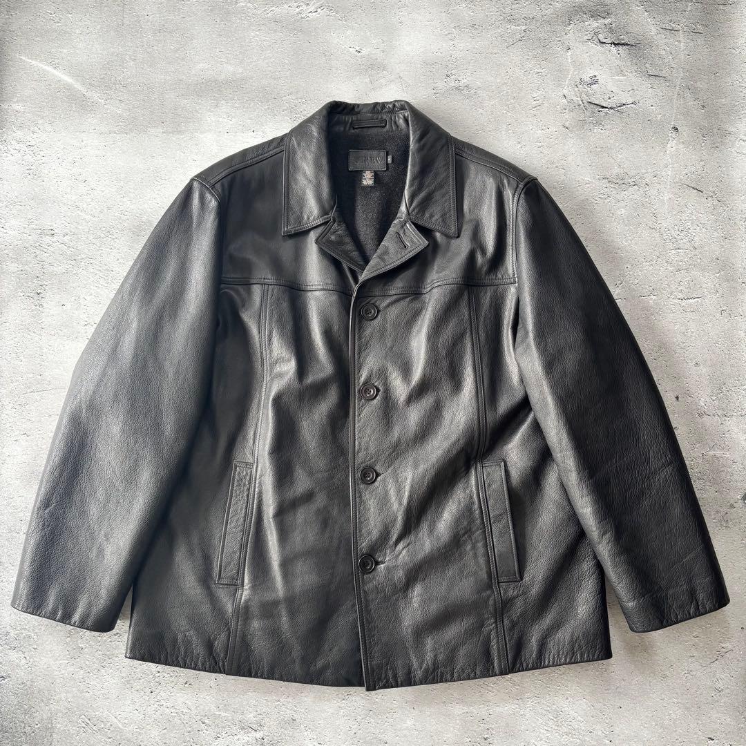 美品｜90s J.Crew レザーカーコート 本革 ブラック