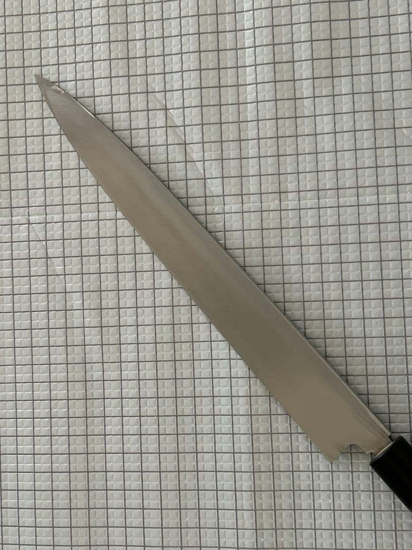 仙助 包丁 柳刃包丁 ダマスカス 安来鋼白紙２号 270mm 紫檀シノギ柄③