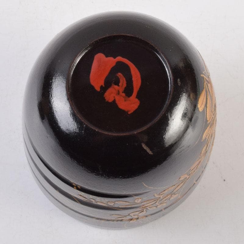 茶道具　金森春次作　花草蒔絵　長棗　共箱　V　9039