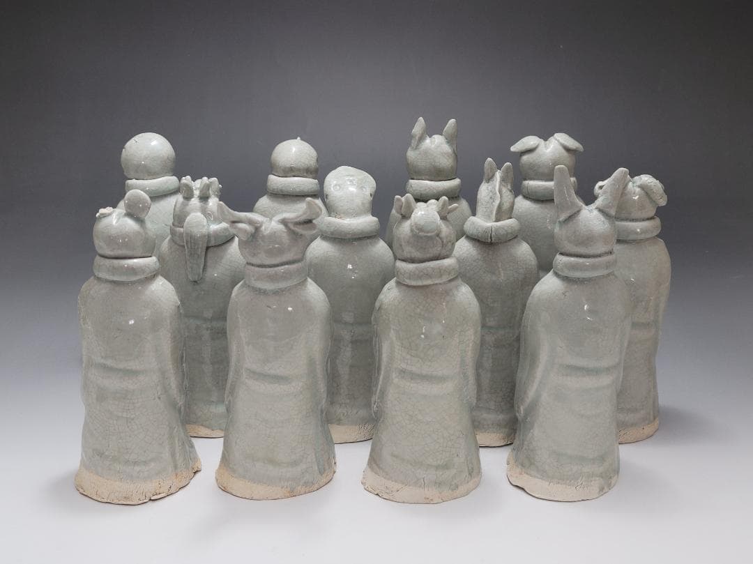 白磁 十二支 干支 動物像 12匹 揃い 宋元時代 高さ約14~16.9cm