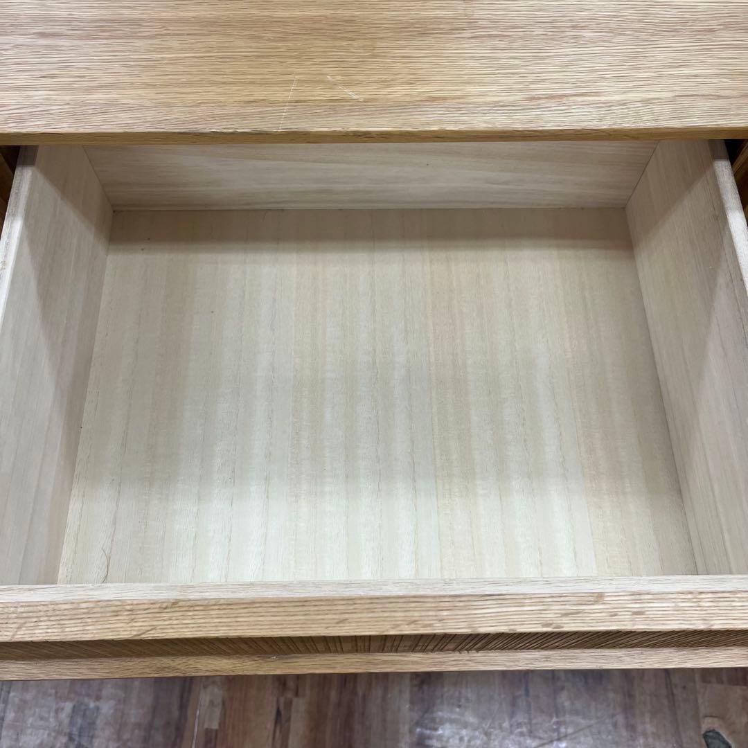起立木工　サイドチェスト 3段 オーク無垢材 鋸目デザイン 幅60cm