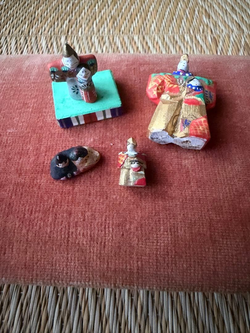 奈良一刀彫 立雛 雛人形 豆人形 4点