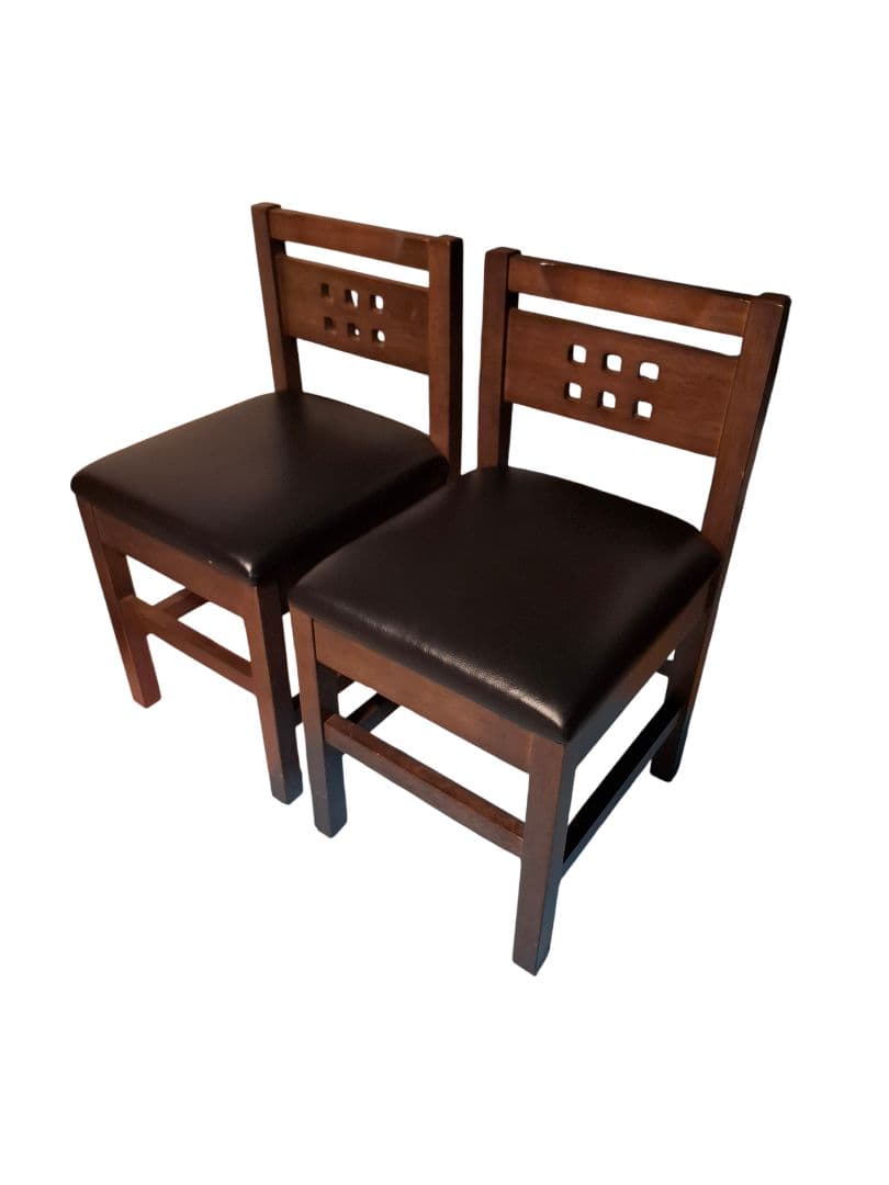 【和モダン】ダイニングチェア 2脚セット ダークブラウン PVCレザー スリム