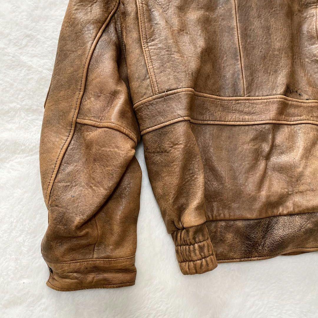 【地図柄L】VOLUNT G-1 A-2 レザー フライトジャケット　ブラウン