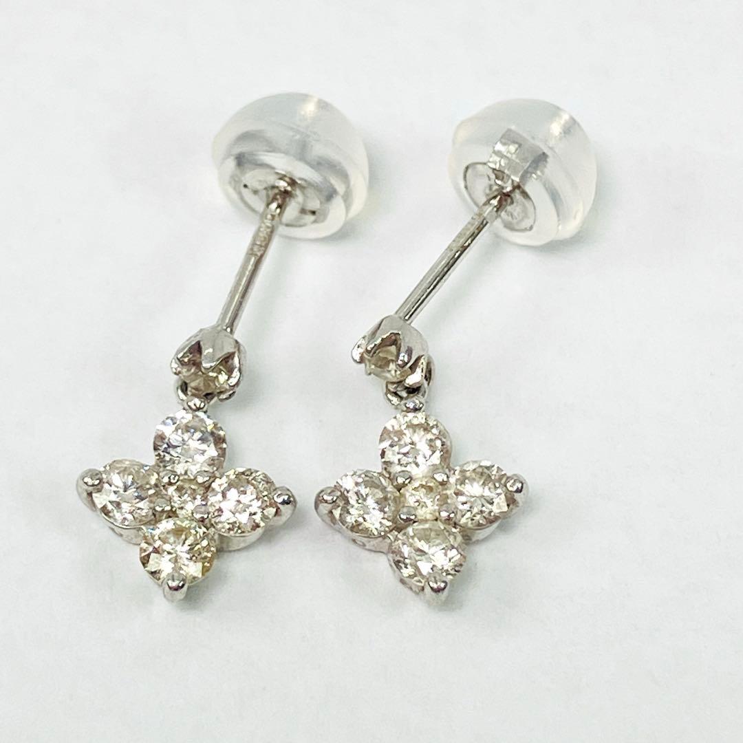 K18WG ダイヤモンド ピアス D: 0.50ct
