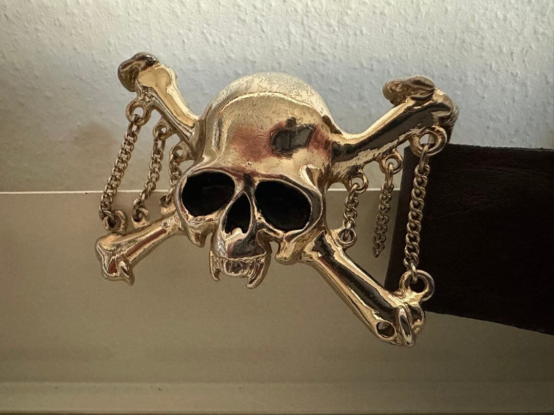 Roen ロエン スカルバックル スタッズレザーベルト