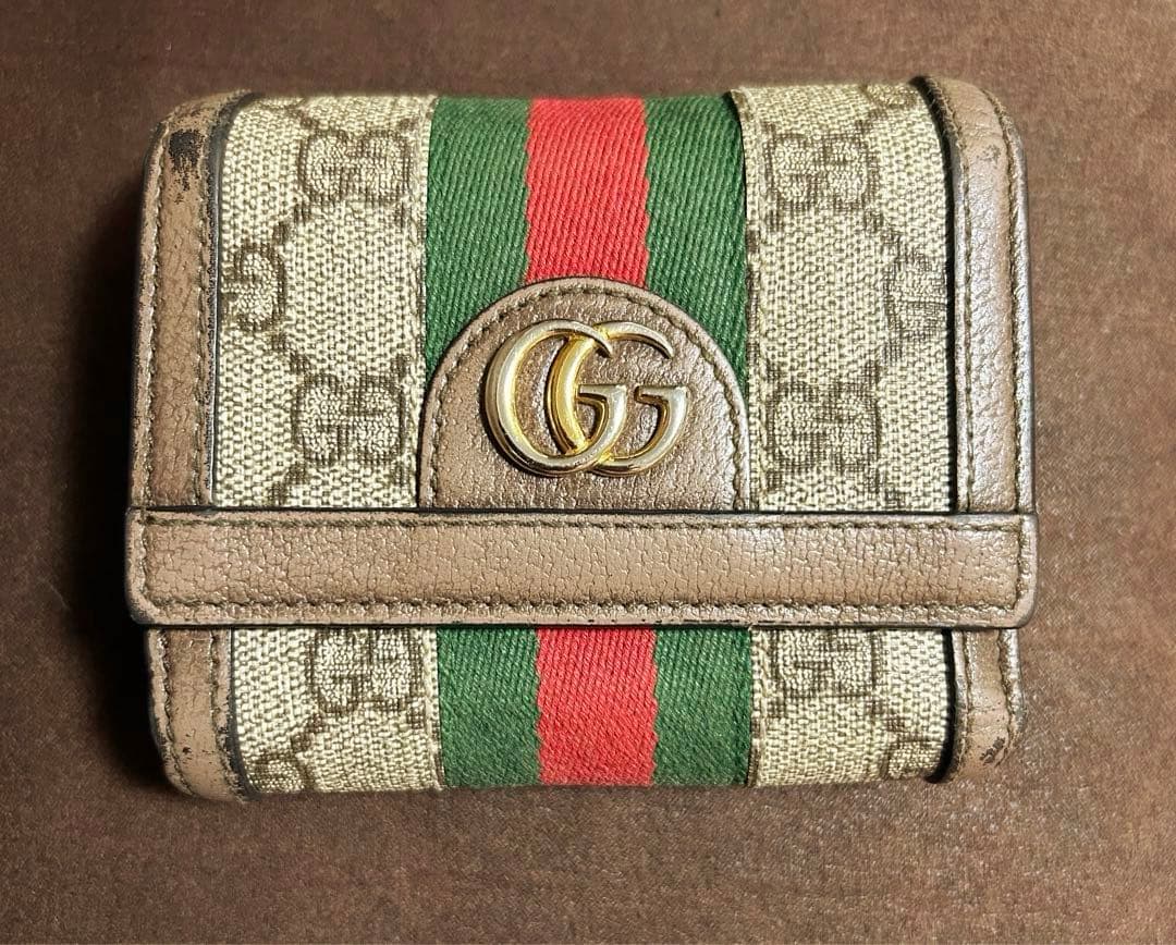 GUCCI グッチ オフディア シェリーライン GGウォレット 折財布 ベージュ
