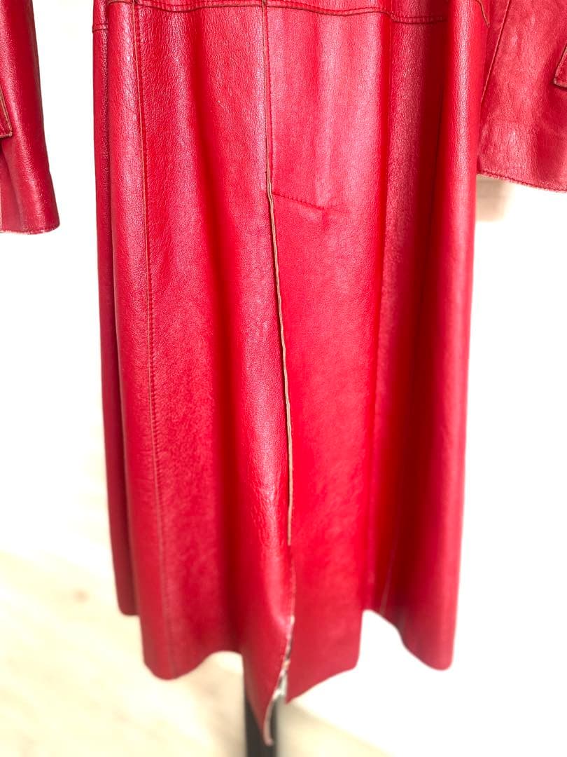 D&G ドルチェアンドガッバーナ ヴィンテージ　レザー　赤　ロングコート　皮　革
