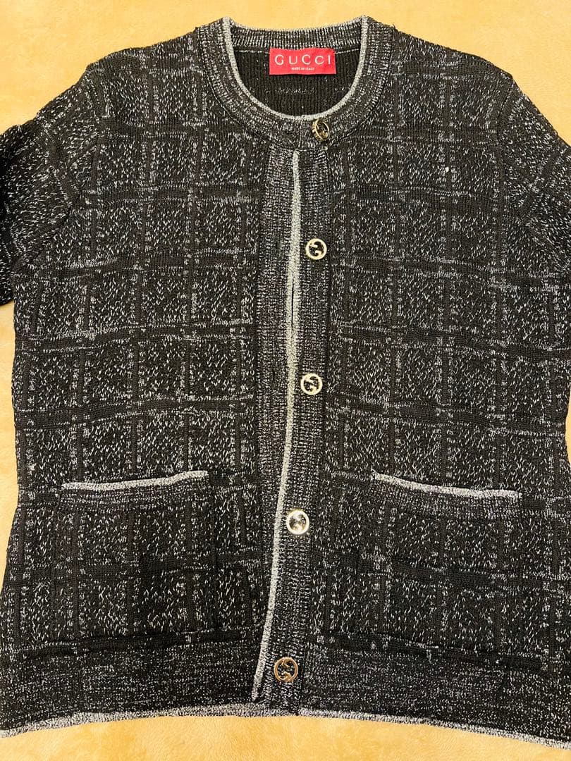 Gucci グッチ　ウール＆ラメ チェック ジャカード カーディガン