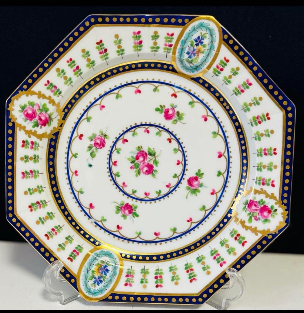 ドレスデン　カールティーメ　コバルト　薔薇　飾り皿