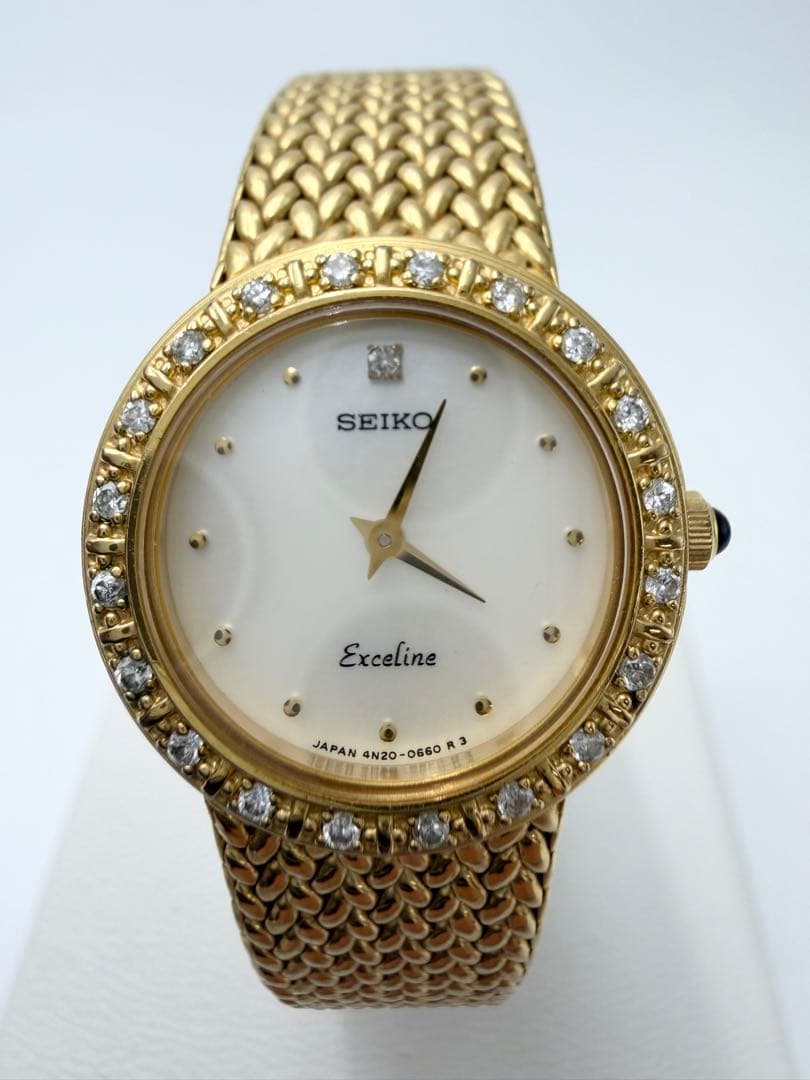 美品 SEIKO Exceline ゴールド ダイヤモンド 4N20-0390