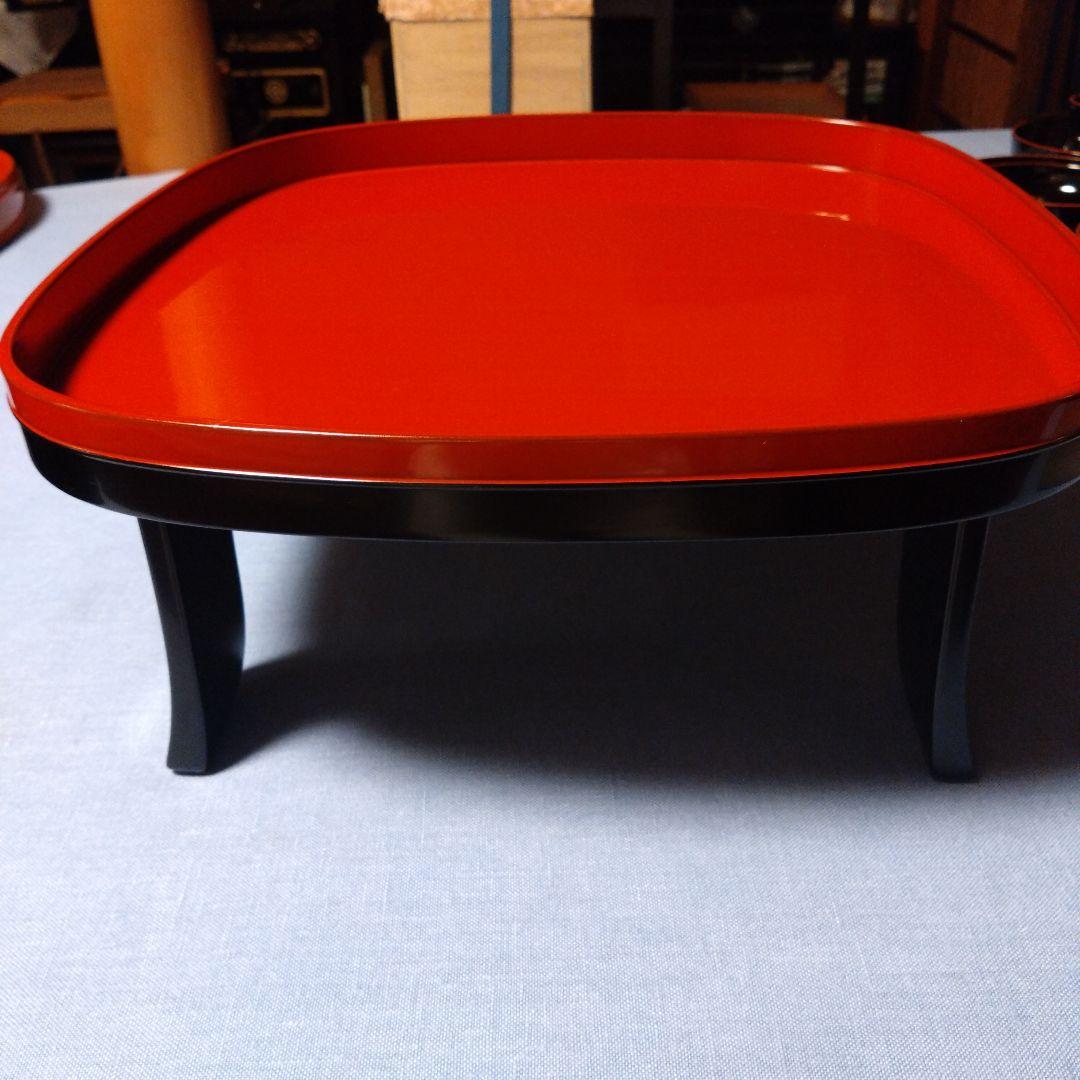 輪島塗　赤黒漆器 四角い膳 約35cm高さ15cm