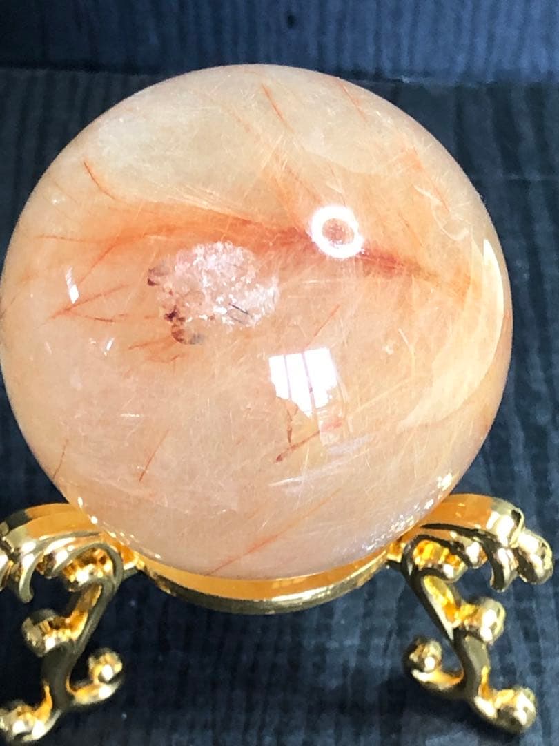 ❤️買い得　44mm 金運アップ ゴルド　ルチルクォーツ 丸玉