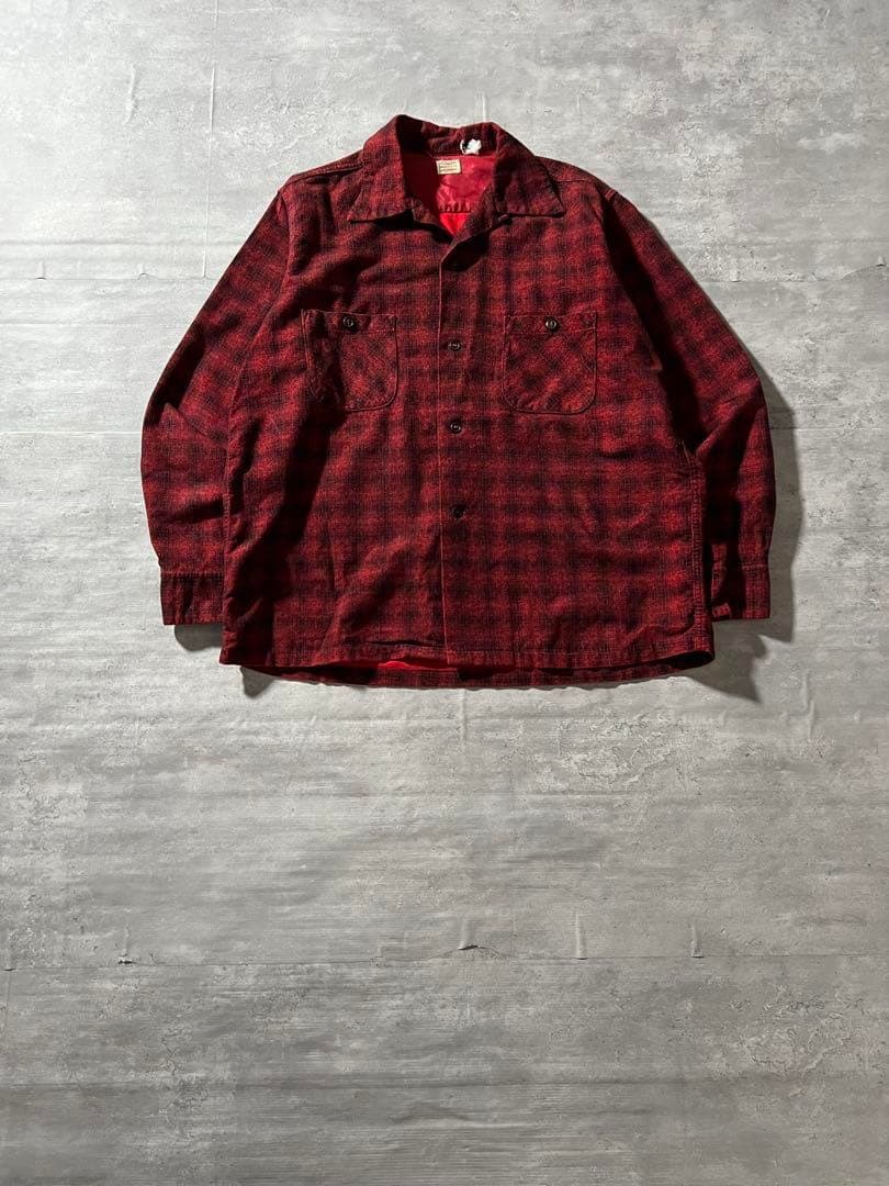 【バッファロー、オンブレライク】Warehousd起毛ネルシャツ古着アメカジ赤.