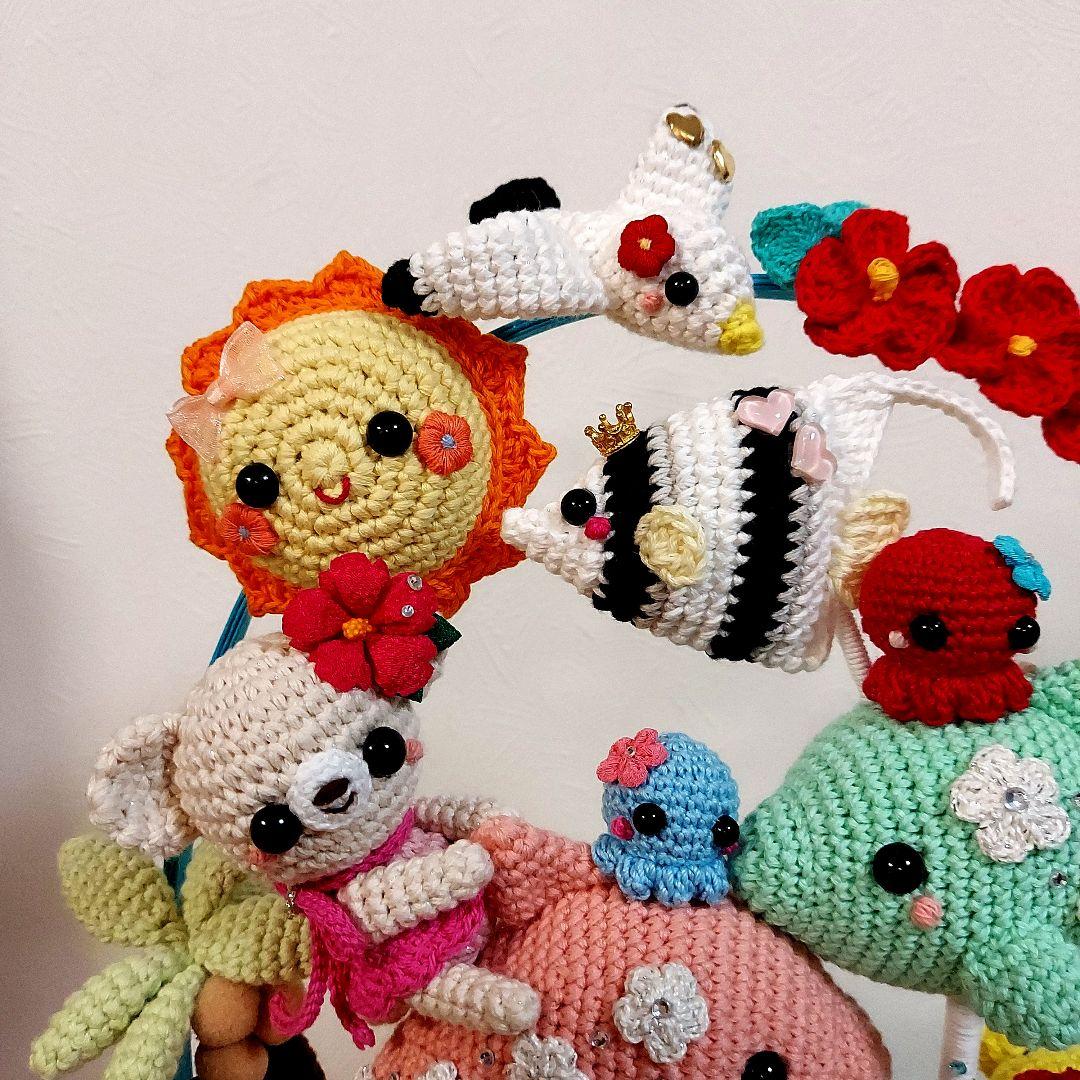 ハンドメイド　編みぐるみ　置物　ガーランド　インテリア　夏